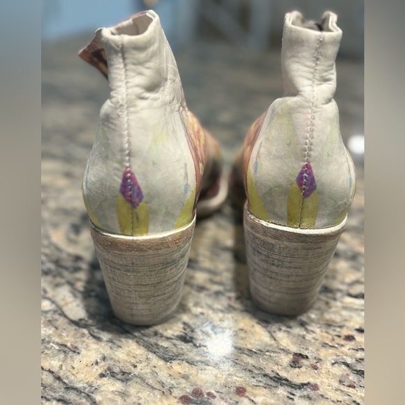 Diesel Floral Distressed Leather open toe ankle booties women size 38 - Picture 8 of 11